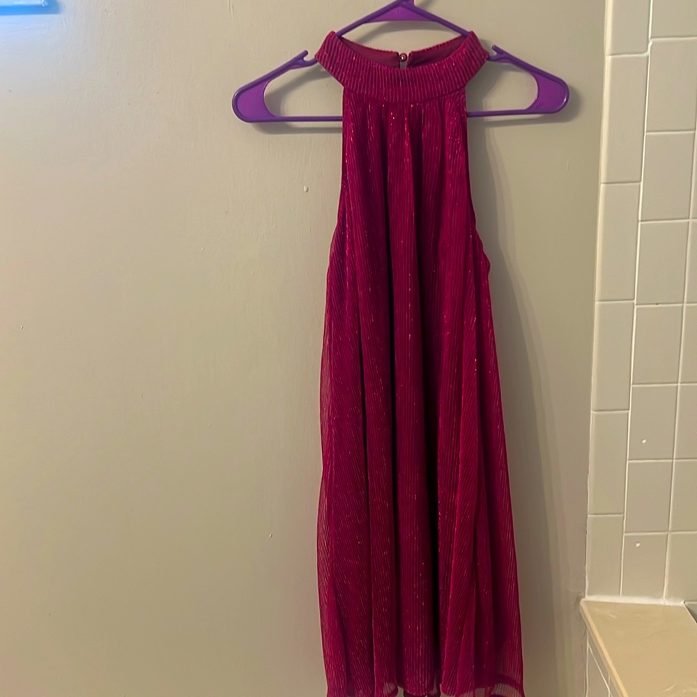 Hot pink Nine West sparking pink, sleeve-less, midi dress.